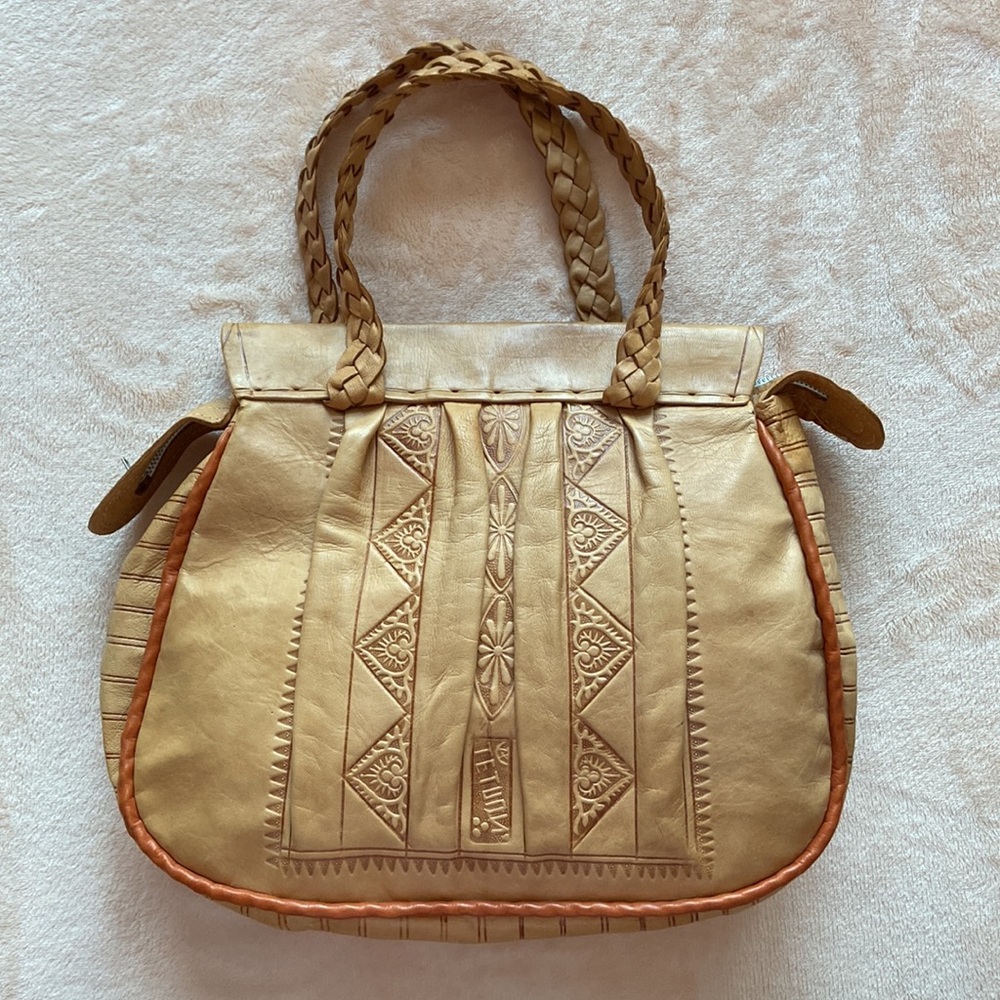 Women’s Braided Handle Satchel Tote in Gold